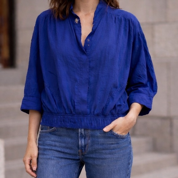 Vintage Tops - Vintage cotton cobalt blue top by Alice Martin pullover with pockets